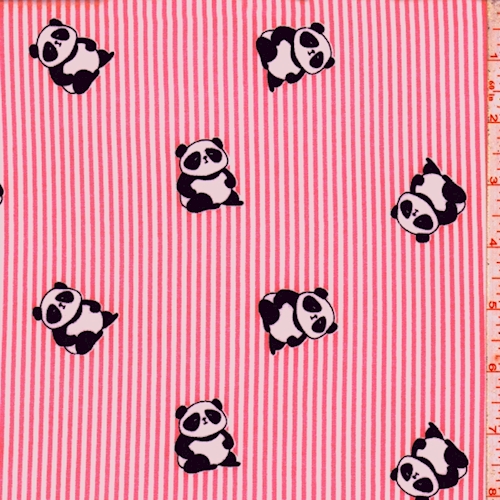 Hot Pink Panda/Stripe Double Brushed Jersey Knit