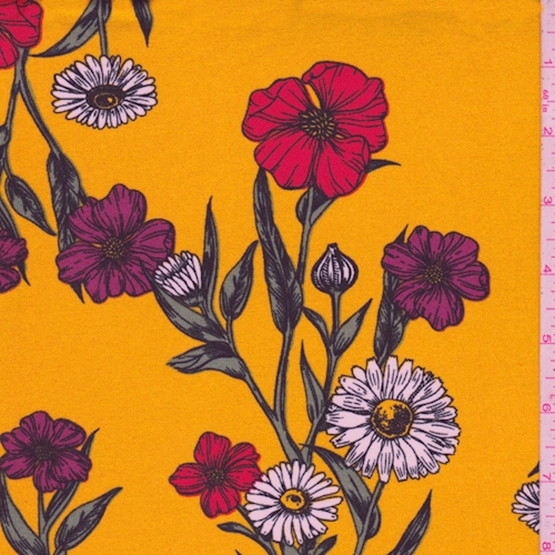 Marigold Daisy Floral Double Brushed Jersey Knit