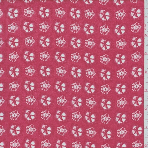 Coral Red/White Batik Look Rayon Challis