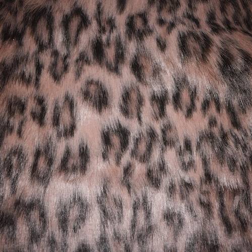 *3 YD PC--Beige/Black Leopard Print Faux Fur Knit