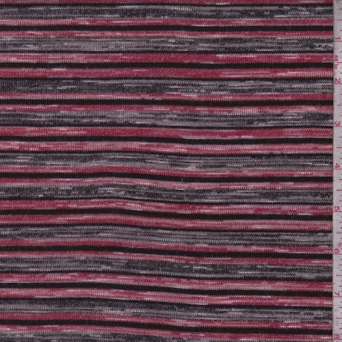 Ruby/Black/Grey Stripe Sweater Knit