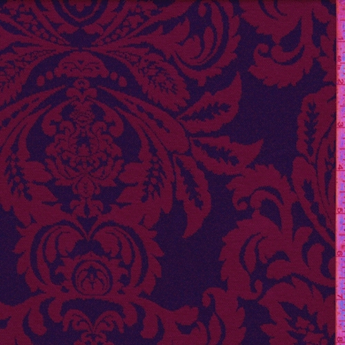 Black/Mulberry Damask Jacquard Double Knit