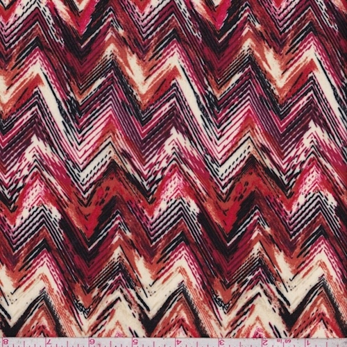 Buff/Berry/Orange Flamestitch Rayon Challis