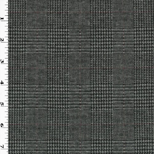 *9 3/8 YD PC--Gray/Black Wool Blend Glen Plaid Knit Suiting DFWAP0002332