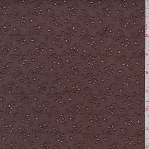 *4 YD PC--Brown Mini Floral Cluster Eyelet