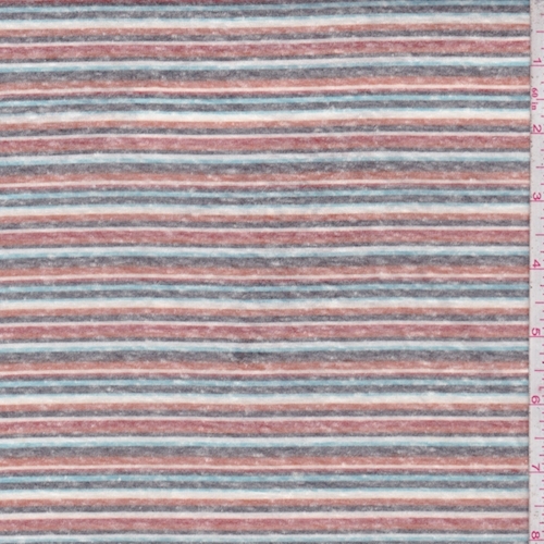 Brown Clay/Aqua/Charcoal Stripe Slub Jersey Knit