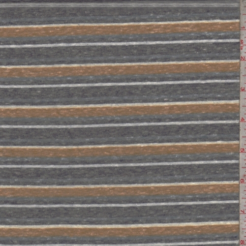 Ink/Clay/Brick Stripe Slub Jersey Knit