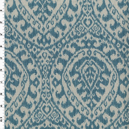 *9 1/8 YD PC -- White/Blue Baroque Damask Home Decorating Fabric DFW2067-X