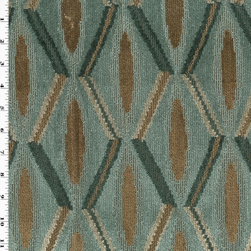 *5 1/4 YD PC -- Teal/Beige/Multi Abstract Chenille Jacquard Decorating Fabric DFW2070-X