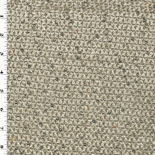*5 1/4 YD PC -- Silver/Taupe Beige Sequined Mesh-like Drapery Fabric DFW2076-X