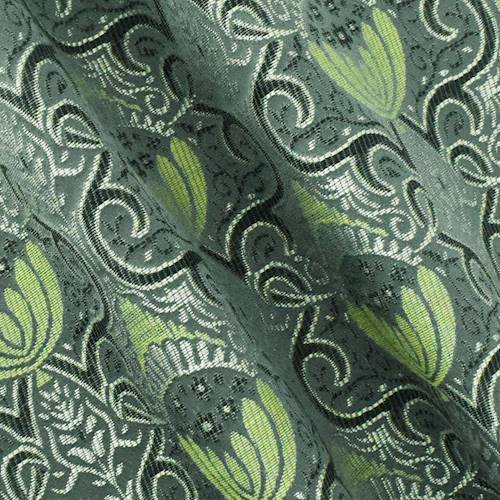 *2 7/8 YD PC--Rainy Green/Multi Abstract Acanthus Silk Blend Jacquard