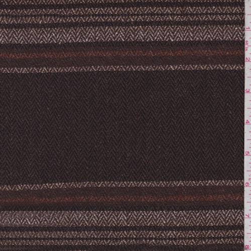 *6 YD PC--Brown/White/Multi Wool Blend Herringbone Stripe Jacketing