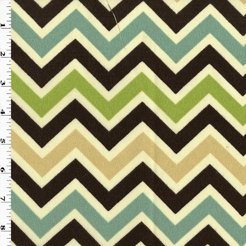 Brown/Ivory/Multi Premier Chevron Print Canvas Decor Fabric DFW60328