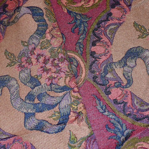 Red/Purple/Multi Floral Ogee Jacquard Home Decorating Fabric DFW60341