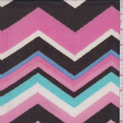 Neon Coral/Black Multi Chevron Georgette