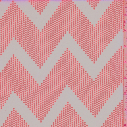 Peach/Neon Pink Dotted Chevron Georgette