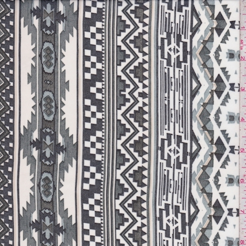 Cloud/Moss/Black Aztec Stripe Georgette