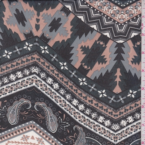 Black/Cocoa/Grey Deco Chevron Georgette