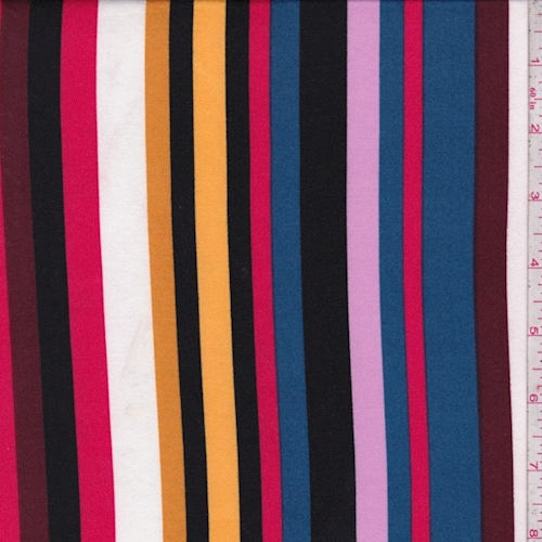 Berry/Gold/Black Stripe Double Brushed Jersey Knit