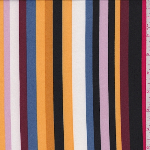 Gold/Wine/Black Stripe Double Brushed Jersey Knit