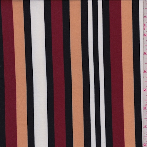 Beige/Wine/Black Stripe Double Brushed Jersey Knit