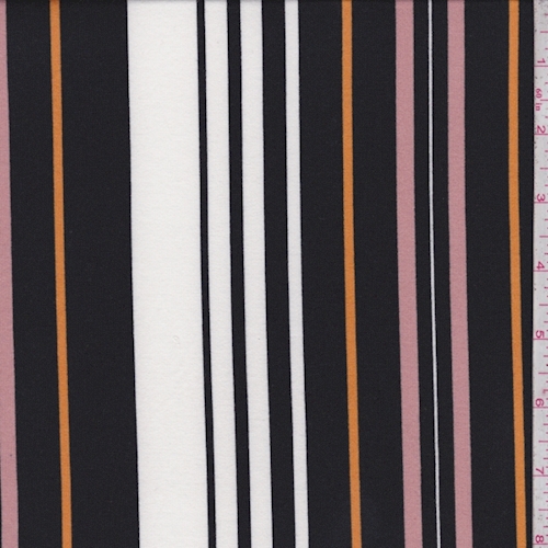 White/Black/Blush Stripe Double Brushed Jersey Knit