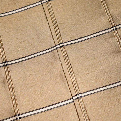 Tan Beige/Black Silk Grid Plaid Woven Home Decorating Fabric DFW60379