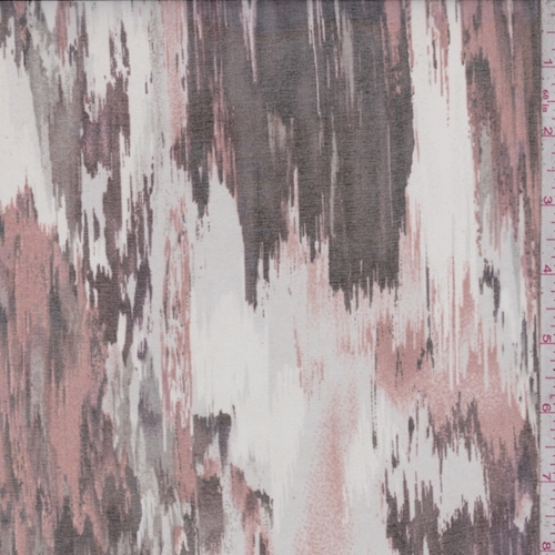 White/Rust/Black Brush Stroke Silk Organza