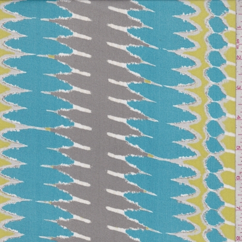 Aqua/Citron/Grey Abstract Silk Chiffon