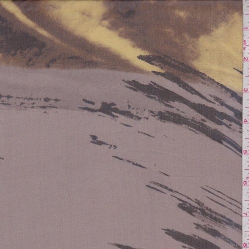 Dark Taupe/Black/Ochre Brush Stroke Silk Chiffon