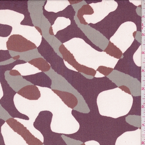 Mulberry/Sage/Rust Abstract Silk Chiffon