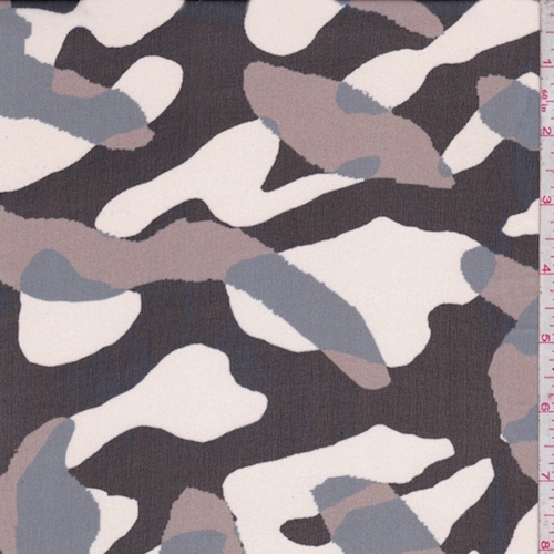 Black/Ivory/Taupe Abstract Silk Chiffon