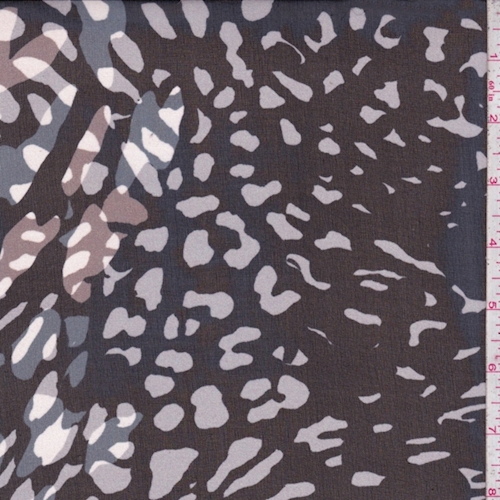 Black/Pewter/Taupe Animal Print Silk Chiffon