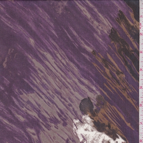 Purple/Black/Gold Brush Stroke Silk Chiffon
