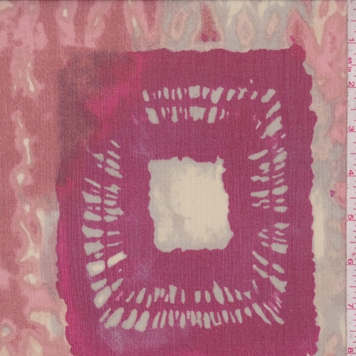 Fuchsia/Rust Batik Large Square Silk Crinkle Chiffon