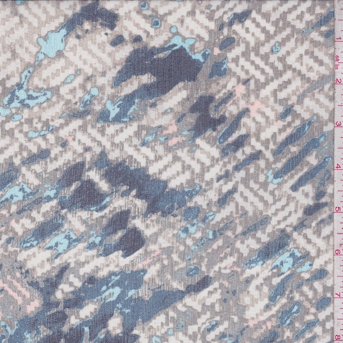 Sage/Blue Broken Wicker Silk Crinkle Chiffon