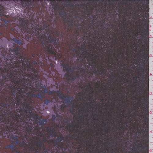 Maroon/Lilac/Blue Granite Look Silk Chiffon