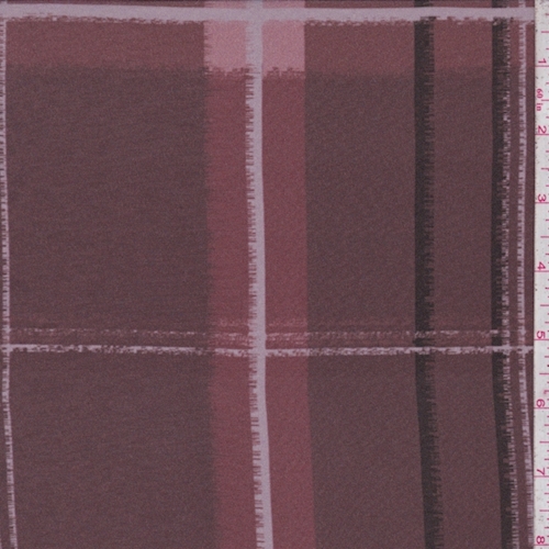 Dark Mauve Plaid Silk Crepe de Chine