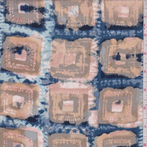 Sage/Ocean/Beige Batik Square Silk Crepe de Chine