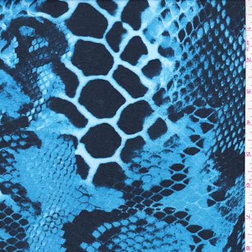 Sky Blue/Midnight Snakeskin Rayon Jersey Knit
