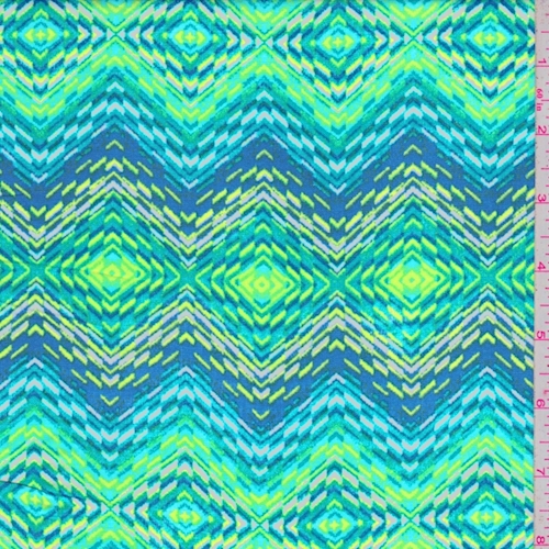 Lime/Blue/Turquoise Diamond Rayon Challis