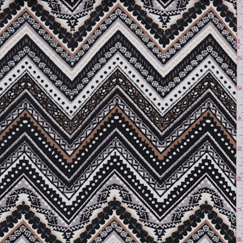 Black/Dove Zig Zag Rayon Challis