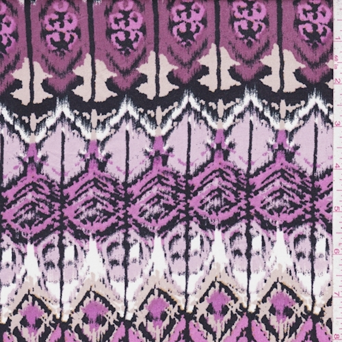 Fuchsia/Berry/White Ikat Diamond Rayon Challis