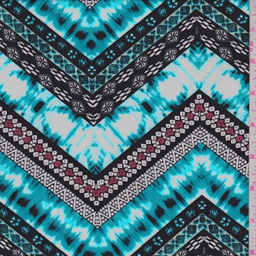 ITY Aqua/Black/White Deco Zag Jersey Knit