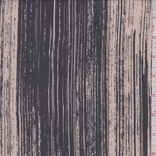 Beige/Slate Brush Stroke Silk Crepe de Chine