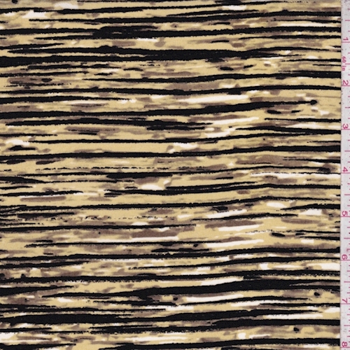 Buff/Ochre/Black Striated Silk Crepe de Chine