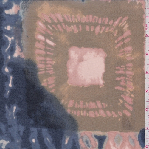 Sage/Ocean/Beige Batik Square Silk Crepe de Chine