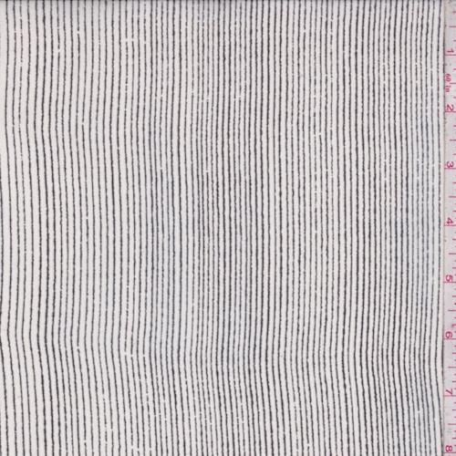 Off White/Black Linear Stripe Silk Chiffon
