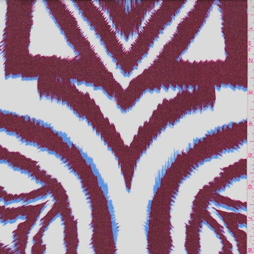 White/Maroon Ikat Crepon