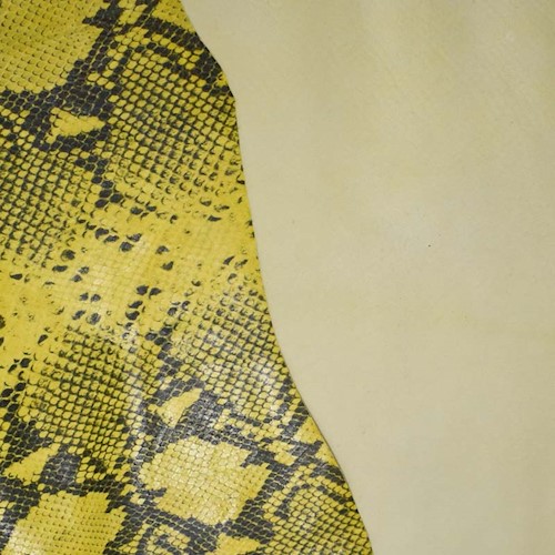 Canary Yellow/Black Reptile Leather Hide HIDE631
